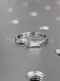 0.2ct Baguette Simulated Diamond Minimalist Trilogy Ring 14k White Gold Plated