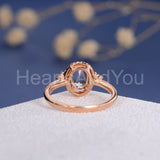 1.5ct Oval Cut Simulated Morganite Halo Engagement Ring 14k Rose Gold Plated