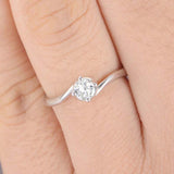 1ct Round Cut Diamond Engagement Ring Twist Swirl Solitaire 14k White Gold Over