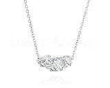2ct Round Cut Moissanite Three Stone Pendant with Chain 14k White Gold Plated