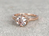 2.1ct Round Cut Peach Morganite Engagement Ring 14k Rose Gold Finish Solitaire