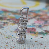 1ct Round Cut Moissanite Three Stone Pendant 14k White Gold Plated NO CHAIN