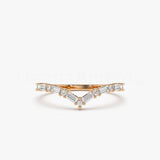 0.5ct Baguette Cut Simulated Diamond Curved Chevron Band 14k Yellow Gold Plated