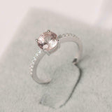 1.5ct Round Cut Morganite Solitaire with Round Accent Ring 14k White Gold Finish