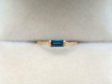 0.4ct Baguette Cut London Blue Topaz Minimalist Ring 14k Yellow Gold Finish