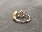 2.4ct Engagement Ring Emerald Yellow Citrine Geometric Bar 14k White Gold Finish