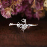 Open Crab Engagement Ring 0.5ct Round Cut VVS1D Diamond 14k Rose Gold Finish
