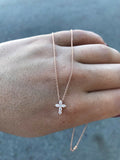 1ct Round Cut Diamond Petite Cross Jesus Pendant 14k Rose Gold Finish NO CHAIN