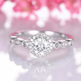 2.2ct Round Cut Diamond Engagement Ring Halo 14k White Gold Finish with Accents