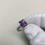 2.1ct Purple Amethyst Cut Cross Shank Solitaire Women Ring 14k White Gold Finish