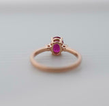1.2ct Oval Cut Pink Ruby Engagement Ring Diamond Trilogy 14k Rose Gold Finish