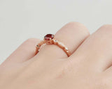 1ct Round Cut Red Garnet Engagement Ring Solitaire with Accent 14k RoseGold Over