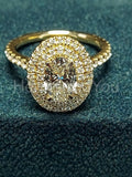 2.2ct Oval Cut Simulated Diamond Dual Halo Engagement Ring 14k YellowGold Plated