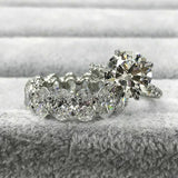 7Ct Round Solitaire Ring Eternity Band Diamond Bridal Set 14K White Gold Finish