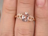 2.5ct Oval Cut Morganite Engagement Ring Floral Leaf Design 14k Rose Gold Finish