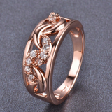 1.5ct Round Cut Diamond Engagement Ring 14k Rose Gold Finish Crescent Design