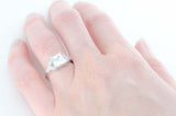 2ct Princess Cut Diamond Engagement Ring Leaf Accent Design 14k WhiteGold Finish