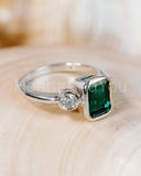 2.2ct Green Emerald Simulated Three Stone Engagement Ring 14k White Gold Plated