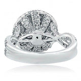 3ct Round Cut Diamond Engagement Ring Twist Shank Dual Halo 14k WhiteGold Finish