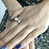 1.2ct Engagement Ring Asscher Cut Diamond Solitaire Design 14k White Gold Finish