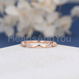 0.3ct Round Cut Moissanite Stacking Wave Women Wedding Band 14k Rose Gold Plated