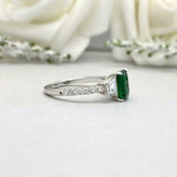 2.2ct Green Emerald Cut Solitaire with Accent Engagement Ring 14k WhiteGold Over