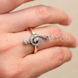 0.3ct Round Cut Moissanite Musical Note Engagement Ring 14k Yellow Gold Plated