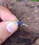 0.3ct Round Cut Simulated Blue Sapphire Solitaire Ring 14k White Gold Plated