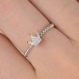 Princess Crown Tiara Engagement Ring 0.2ct Round Cut Diamond 14k White Gold Over