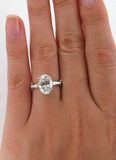 2.5ct Oval Diamond Trilogy Engagement Ring 14K White Gold Over Baguette Accent