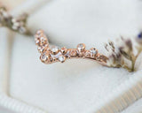 Curved Twig Chevron Stackable Wedding Band 0.5ct Round Diamond 14k RoseGold Over