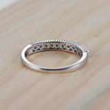 1.3ct Round Cut Blue Sapphire Wedding Band Half Eternity 14k White Gold Finish