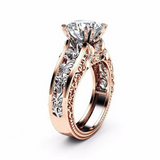 1.5Ct Round Cut Diamond Filigree Floral Engagement Ring 14K Rose Gold Finish