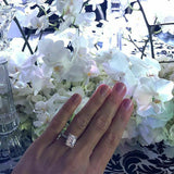 3.5Ct Emerald Cut Diamond Solitaire Ring 14K White Gold Finish with Round Accent