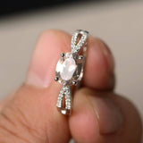 1.7ct Oval Cut Peach Morganite Engagement Ring 18k White Gold Finish Split Shank