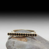 1ct Engagement Ring Round Cut Black Diamond Horizontal Bar 14k YellowGold Finish