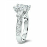 4.5ct Radiant Cut Diamond Princess Accents Engagement Ring 14K White Gold Finish