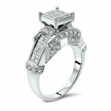 4ct Princess Cut Diamond Unique Royal Engagement Ring 14K White Gold Finish