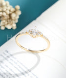 0.5ct Pear Simulated Diamond Minimalist Engagement Ring 14k Yellow Gold Plated