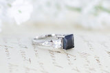 0.5ct Princess Cut Black Diamond Solitaire Engagement Ring 14k White Gold Finish