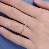 0.2ct Round Cut Moissanite Curved Minimalist Wedding Band 14k Rose Gold Plated