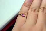 0.3ct Engagement Ring Oval Cut Pink Ruby Trilogy Minimalist 14k WhiteGold Finish