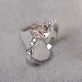 2ct Engagement Ring Oval Cut Morganite Solitaire with Accent 14k White Gold Over