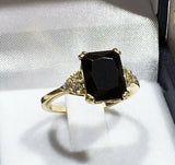 3ct Engagement Ring Radiant Cut Black Diamond Solitaire 14k Rose Gold Finish