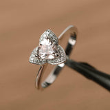 1ct Engagement Ring Trillion Cut Peach Morganite Halo Floral 14k White Gold Over