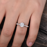 2ct Round Cut Diamond Engagement Ring Solitaire With Accents 14k White Gold Over