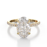 2.3ct Oval Simulated Diamond Solitaire with Accents Ring 14k Yellow Gold Plated