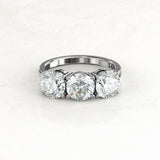 2.1ct Round Cut Moissanite Three Stone Engagement Ring 14k White Gold Plated