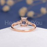 1.2ct Emerald Cut Simulated Peach Morganite Five Stone Ring 14k Rose Gold Plated