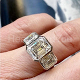 2.2ct Emerald Simulated Diamond Bezel Set Engagement Ring 14k White Gold Plated